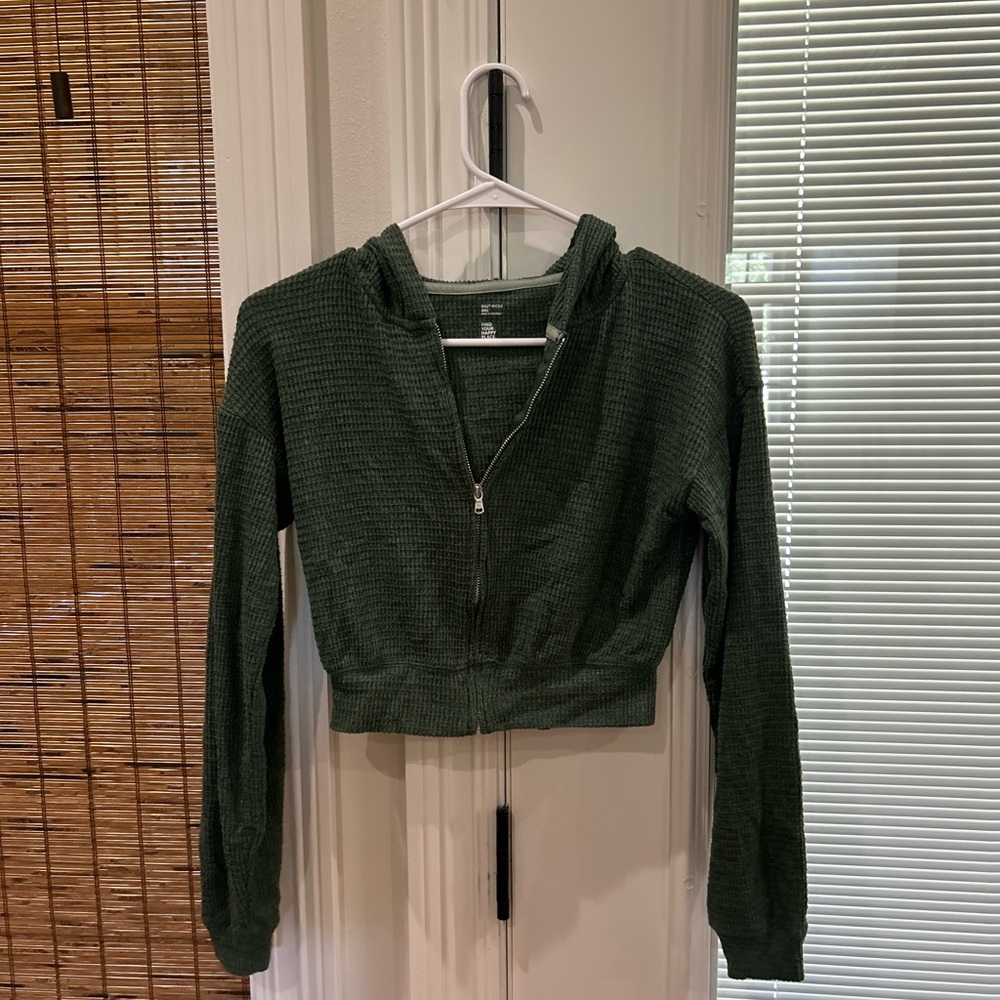 Gilly Hicks Forest Green Cropped Zip-Up Hoodie